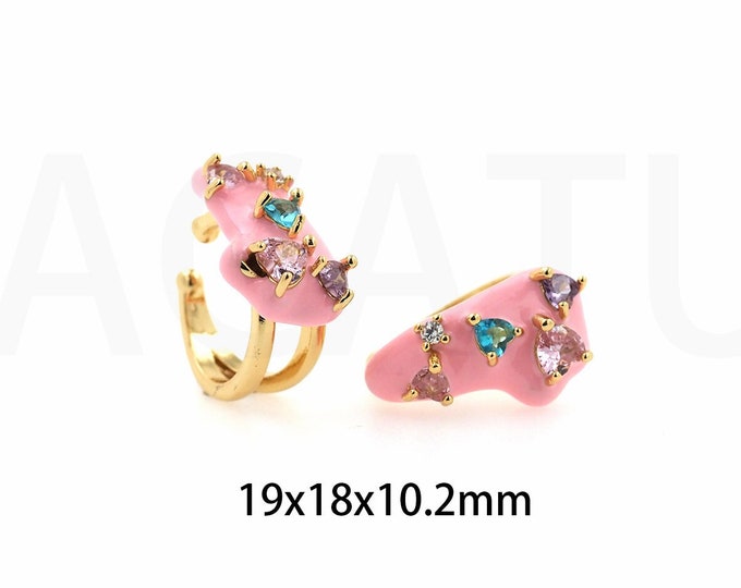 Clip Earrings,8K Gold Filled Waterdrop Earrings,Micropavé CZ Enamel Earrings,Pierced Earrings, Teardrop Earrings,Gift For Her,19x18x10.2mm