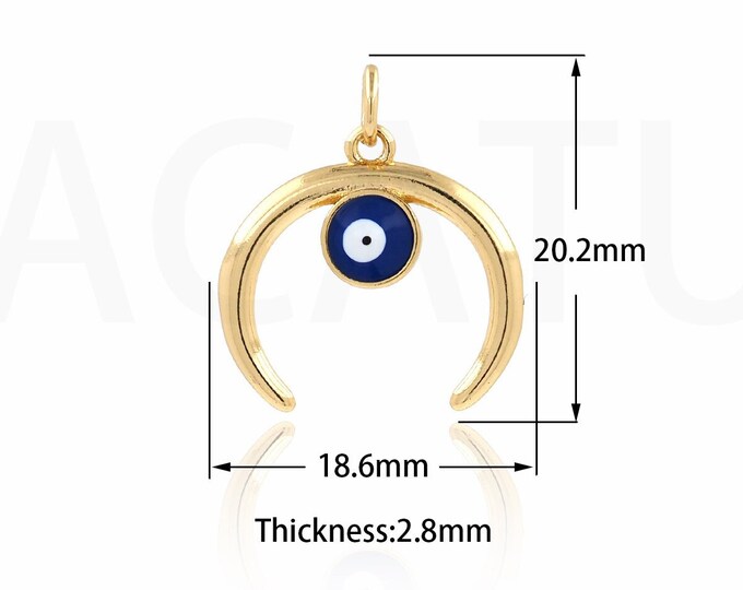 1PCS Eye Pendant 18K Gold Filled Moon Pendant Small Charm DIY Jewelry Making Supplies Eye Charm Celestial Jewelry Amulet 20.2x18.6x2.8mm