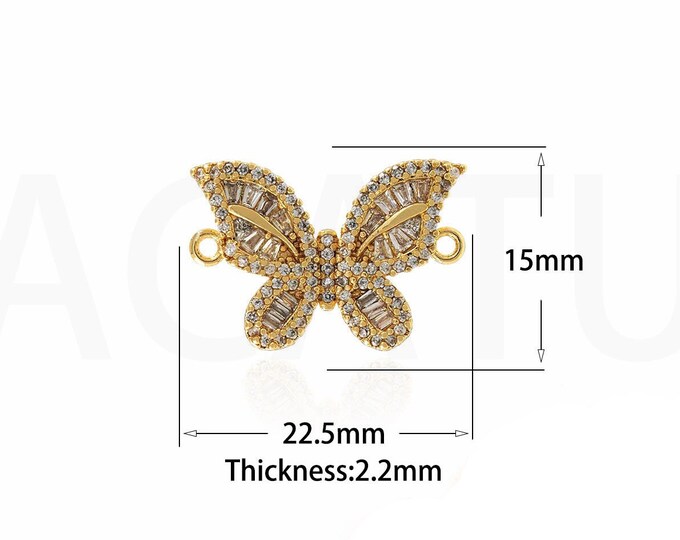 18K Gold Filled Butterfly Connector,Gold Dainty CZ Butterfly Connector,Butterfly Connector Bracelet Necklace for DIY Jewelry Making Supply