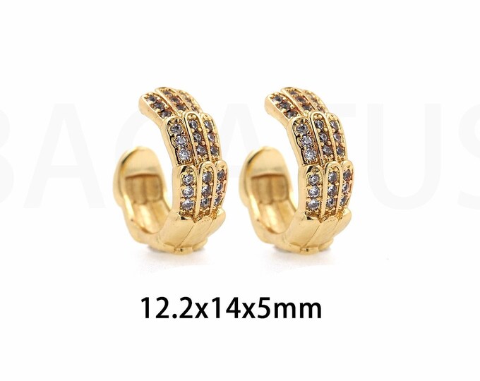 1 Pair,18K Gold Filled Dainty Earrings, Crescent Earrings, MicroPave Zircon Earrings,Moon Earrings, Gift for Her, Moon Charm,12.2x14x5mm