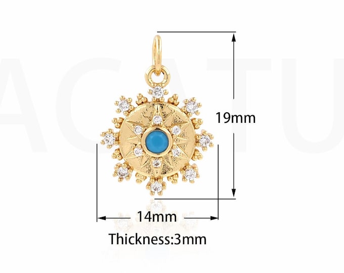 18K Gold Filled Eye Jewelry,Eye Charm Disc Charm MicroPave Round Demon Eye Pendant DIY Jewelry Making Accessories 19x14x3mm