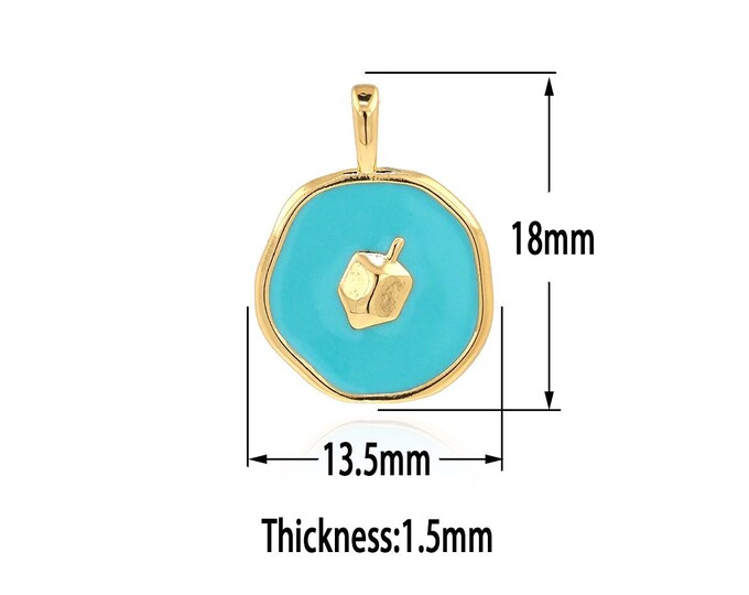 18K Gold Filled Pine Nuts Pendant,Gold Pine Nuts Charms,Round Enamel Charm Bracelet Necklace for DIY Jewelry Making Supply