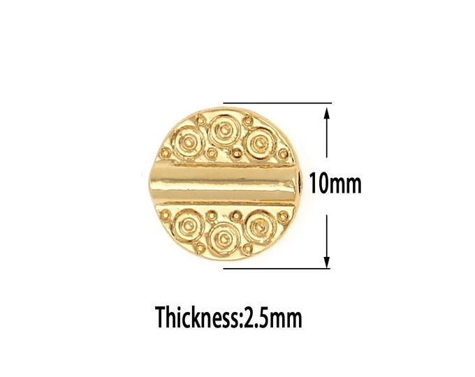 18K Gold Filled Round Beads ,Round Beads,Gold Flat Beads,Brass Caps, DIY Gold Jewelry Making