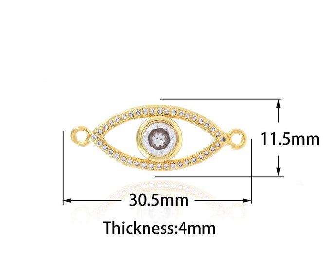 18K Gold Filled Exquisite Eye Charm Greek Eye Connector DIY Jewelry Design Eye Charm Bracelet Connector