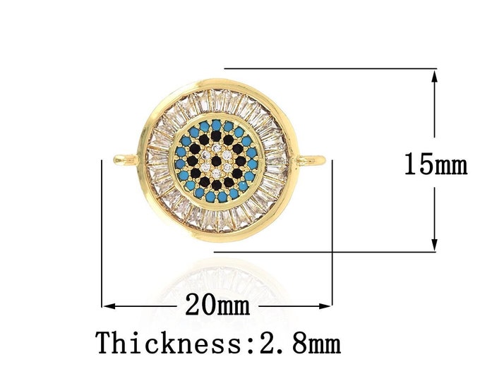 1PCS 18K Filled Round Eye Connector, Eye Charm,Eye Charm, Suitable For Jewelry Making Accessories 22.2x26.5x4.5mm