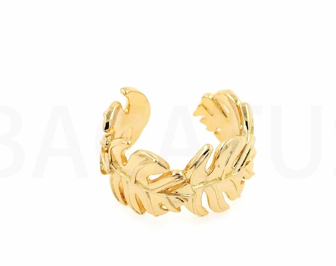 1PCS 18K Gold Filled Minimalist Ring Leaf Ring Leaf Hollow Ring Women's Wide Ring Valentine's Day Gift