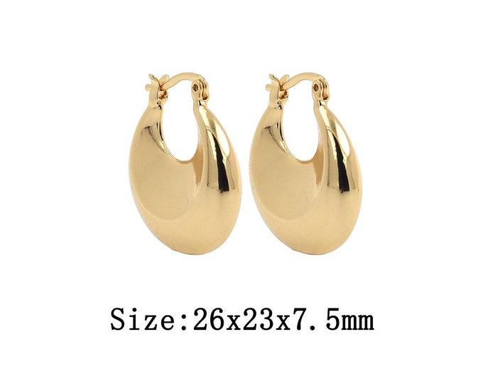 1 pair 18K Gold Filled Round Earrings,Gold Dainty Thick Earrings,Simple Earrings,Gift for Her