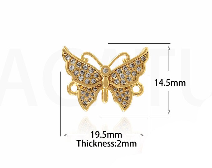 18K Gold Filled Butterfly Connector,Gold Dainty CZ Butterfly Connector,Butterfly Connector Bracelet Necklace for DIY Jewelry Making Supply