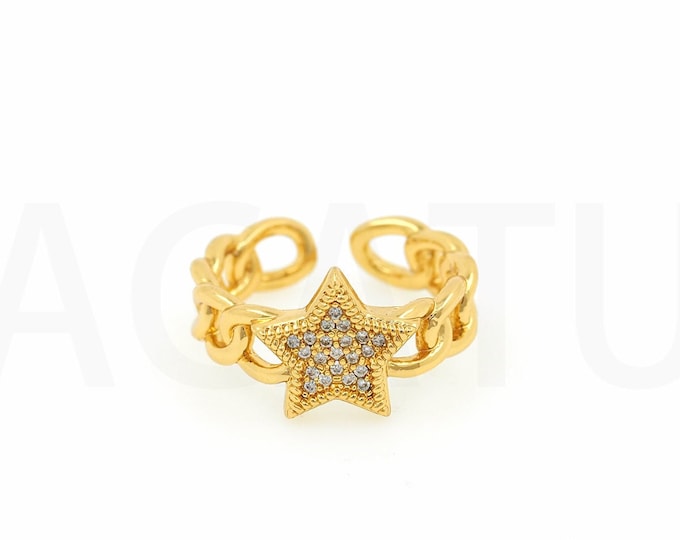 18K Gold Filled Star Ring,Gold Dainty CZ Open Ring,Simple Ring,Gift for Her