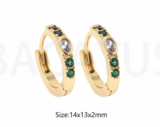 Party Wear Jewelry Gifts 18K Gold FillingExquisitely Handmade,Diamond Double Row Trolley Stud Earrings,Double Row Zircon ,14x13x2mm