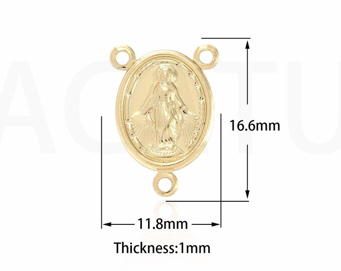 100PCS Gold Coin Necklace,18K Gold Filled Oval Virgin Mary Necklace, Virgin Mary Coin, Gold-Plated Coin Charm 16.6x11.8x1mm