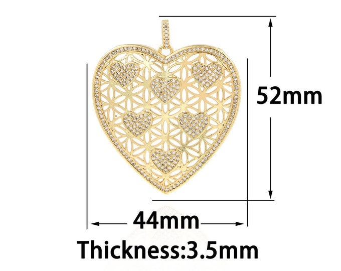 Gold Dainty Heart Charms,18K Gold Filled Heart Pendant,CZ Simple Charm Bracelet Necklace for DIY Jewelry Making Supply