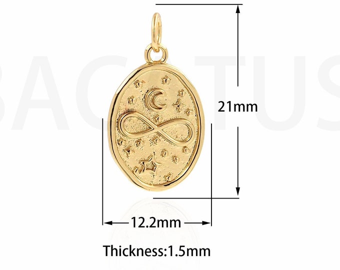 Infinity Pendant, Oval Charm, Micropavé CZ Infinity Charm, 18K Gold Filled Star Necklace, DIY Jewelry Supplies, 12.2x21x1.5mm