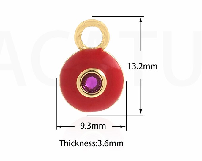 1PCS Eye Jewelry 18K Gold Filled Enamel Charm Round Pendant Eye Charm Enamel EyE Pendant,DIY Jewelry Supplies, 13.2x9.3x3.6mm