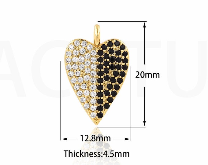 18K Gold Filled Love Bracelet, Heart-Shaped Pendant, Heart-Shaped Necklace, Micropave CZ Small Pendant,DIY jewelry Accessories,20x12.8x4.5mm