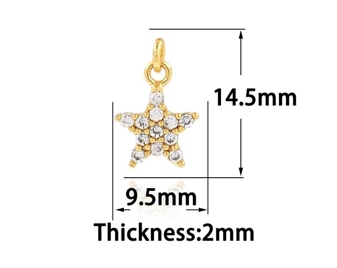 Pentagram Jewelry,18K Gold Filled Simple Star Pendant,Star Necklace, Star Charm,DIY Jewelry Making Supplies 9.5x14.5x2mm