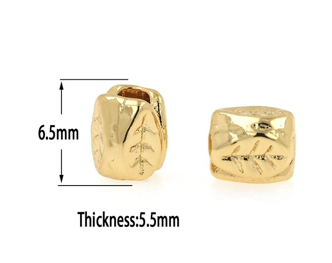 18K Gold Filled Large Hole Beads ,Leaf Beads,Round Bead,Spacer Jewelry, DIY Gold Jewelry Making