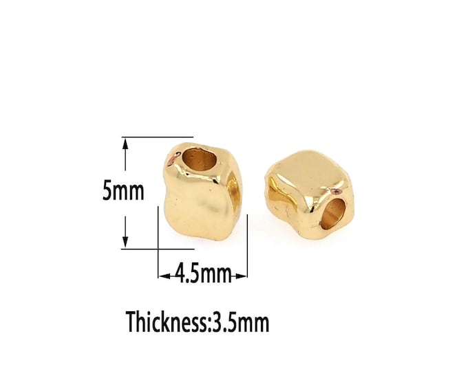 18K Gold Filled Spacer Square Beads,Gold Square Beads, DIY Bracelet Necklace Earrings Jewelry Making