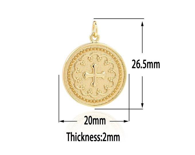 18K Gold Filled Cross Pendant,Gold Christianity Charms, Religion Charm Bracelet Necklace for DIY Jewelry Making Supply