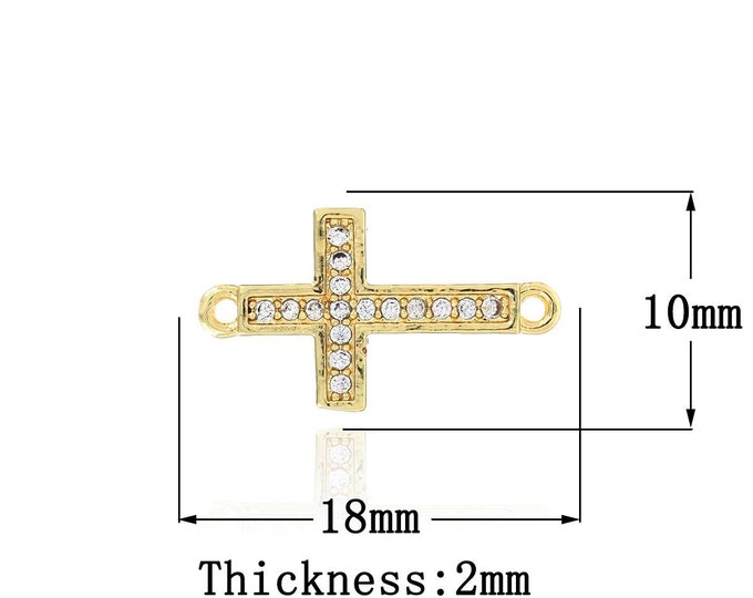1PCS Cross Connector Stripe Cross Cubic Zirconia Cross Connector, Used for Bracelet Necklace Jewelry Supply DIY Jewelry Making