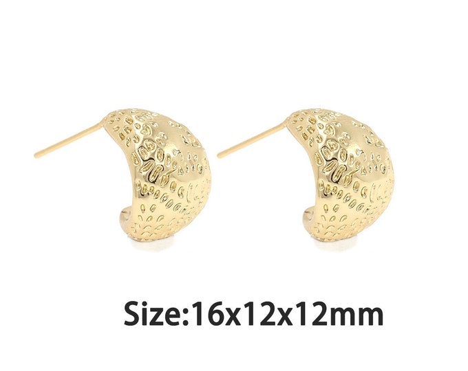 1 pair Gold Dainty C Stud Earring,18K Gold Filled Thick Stud Earrings,Simple Stud Earrings,Gift for Her