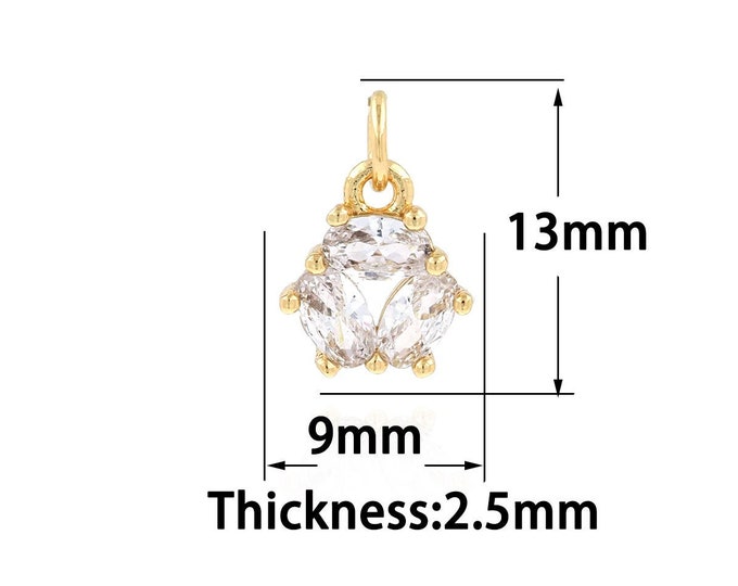 18K Gold Filled Hexagonal Pendant,Gold Dainty Hexagonal Charms,CZ Simple Charm Bracelet Necklace for DIY Jewelry Making Supply