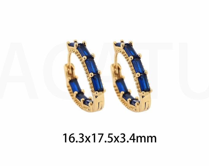 1 Pair Small Triangle Gold Earrings, Pierced Earrings, Single Row Of Zircons, Triangle Hoop Earrings,Triangle Earrings 16.3x17.5x3.4mm