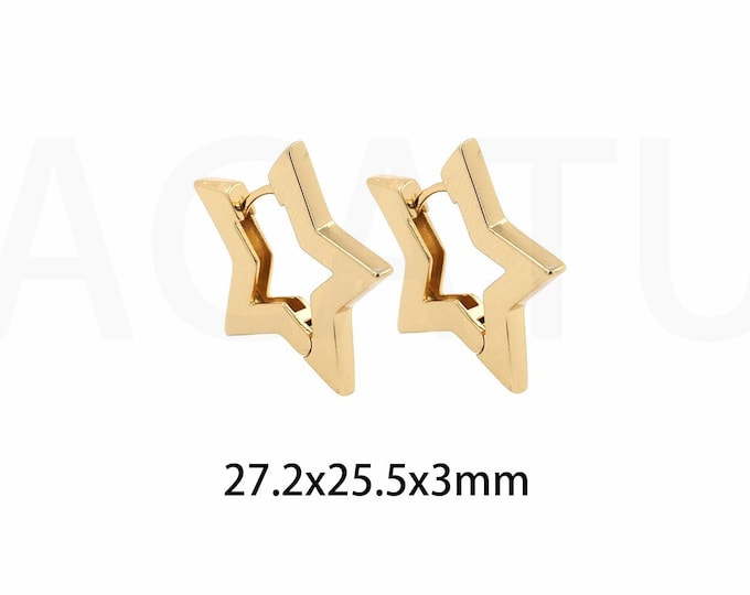 1Pair 18K Gold Filled Earrings Pentagram Jewelry Star Earring Earrings Gold Earrings Celestial Jewelry Star Charm 27.2x25.5x3mm