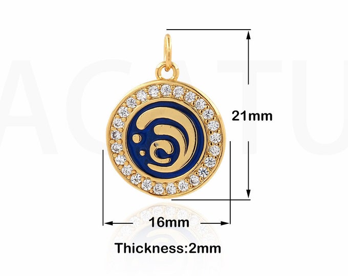 Water Elemental Necklace, Elemental Charm, 18K Gold Filled Fire Elemental Charm, Symbol Charm, DIY Jewelry Supplies, 16x21x2mm