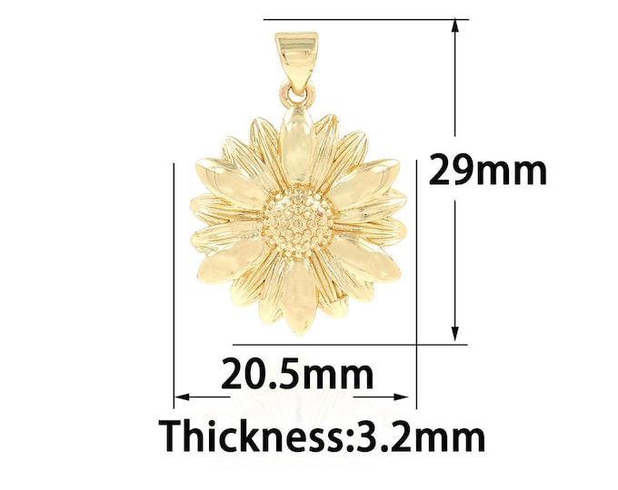 18K Gold Filled Flower Pendant,Gold Dainty Flower Charms,CZ Simple Charm Bracelet Necklace for DIY Jewelry Making Supply