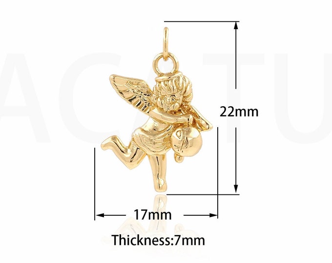 1PCS Cupid Charm, 18K Gold Filled Tiny Golden CupidCupid Pendant, Angel Charm, Angel Pendant, Suitable For Jewelry Making 30x30x4.5mm
