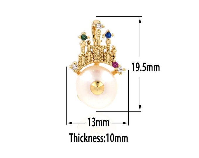 18K Gold Filled Pearl Pendant,Gold Pearl Charms, Minimalist Charm Bracelet Necklace for DIY Jewelry Making Supply