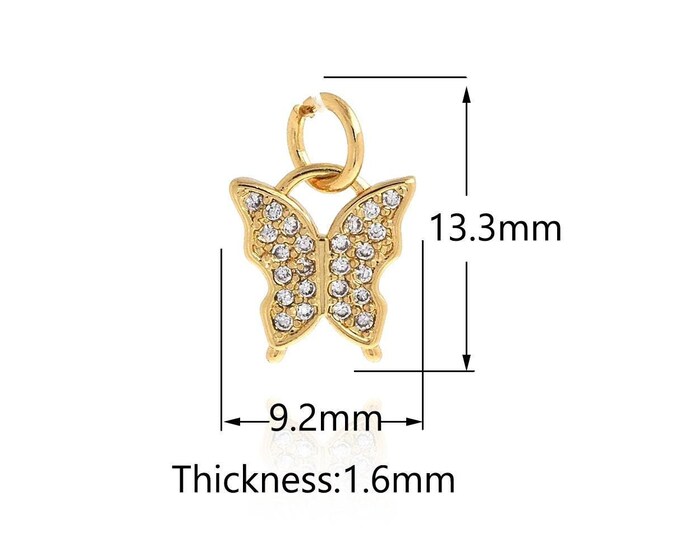 18K Gold Filled Cubic Butterfly Necklace, Micropave CZ Butterfly Pendant,Butterfly Charm, Animal Pendant