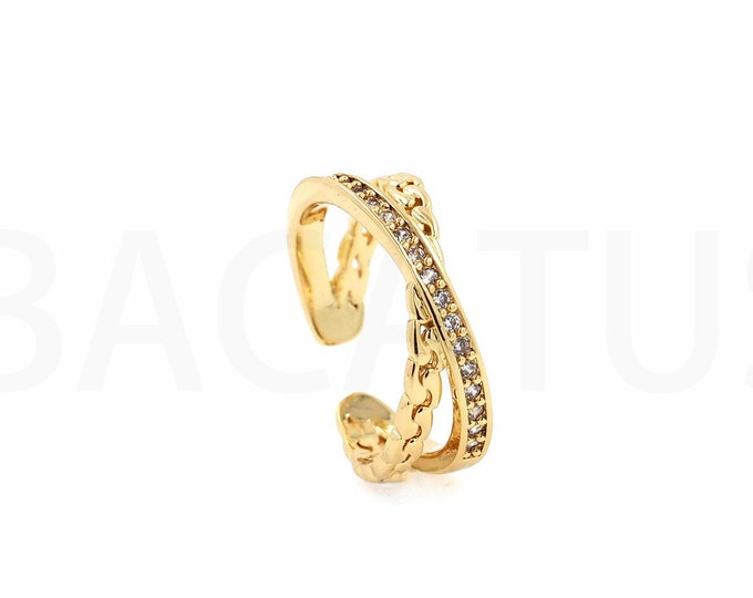 1pcs, Edgy Ring, Twist Ring, 18K Gold Filling Adjustable Ring, Double Line Ring, Thread Ring, Gold Stacking Ring