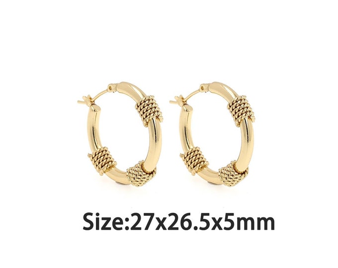 1 pair 18K Gold Filled Round Earrings,Gold Dainty Round Earring,Simple Earrings,Gift for Her