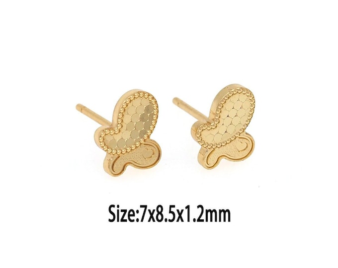 1 Pair 18K Gold Butterfly Stud Earrings, Gold  Honeycomb Stud Earrings,Dainty Forever Stud Earrings, Small Stud Earrings, Gifts for Her
