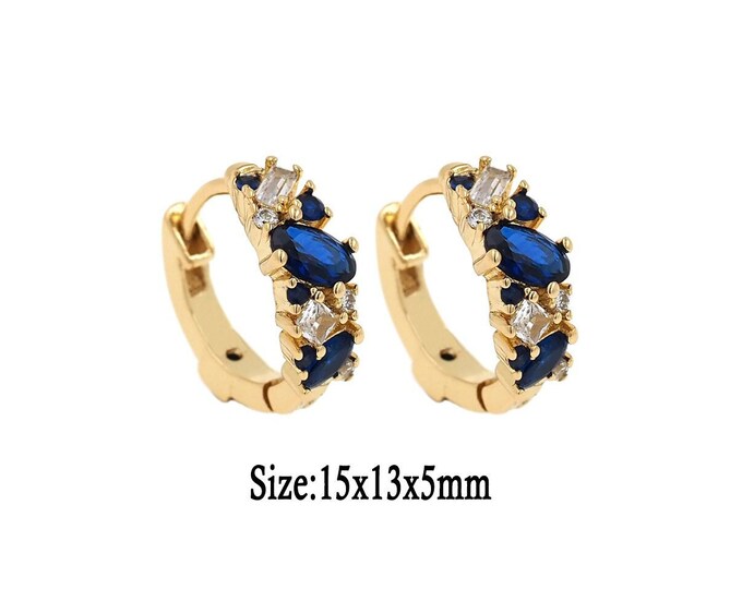 1pair Dainty Hoops Earrings,18K Gold Filled CZ Hoops Earrings,Gold Earrings,Gold Huggies Hoop Earrings