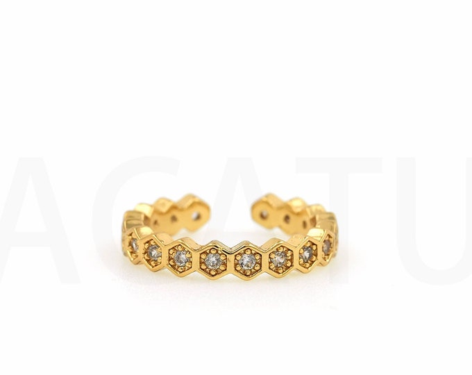 18K Gold Filled Round Ring,Gold Dainty CZ Open Ring,Simple Ring,Gift for Her