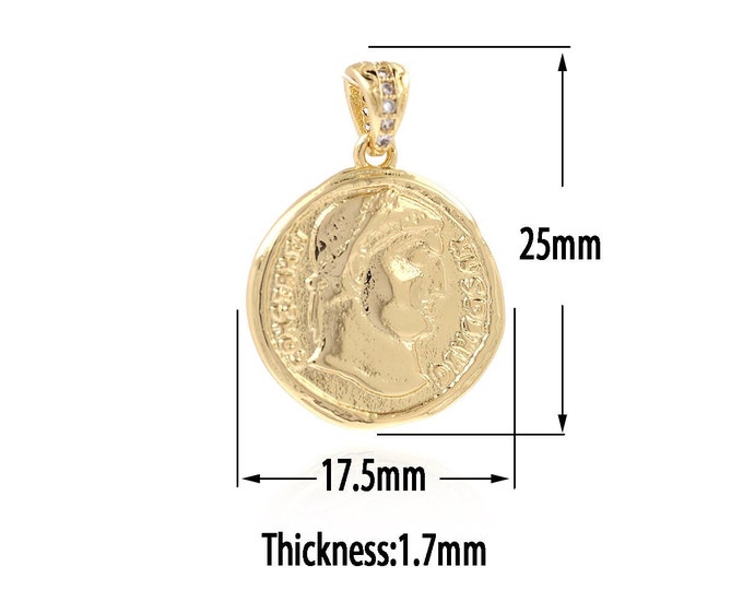 18K Gold Filled Portrait Pendant,Gold  Dainty Character Charms, Relief Charm Bracelet Necklace for DIY Jewelry Making Supply