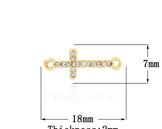 1PCS Cross Connector Stripe Cross Cubic Zirconia Cross Connector, Used for Bracelet Necklace Jewelry Supply DIY Jewelry Making