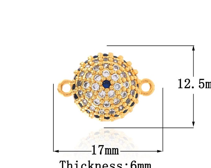 18K Filled Round Eye Connector, Eye Charm,Eye Charm, Suitable For Jewelry Making Accessories 12.5x17x6mm