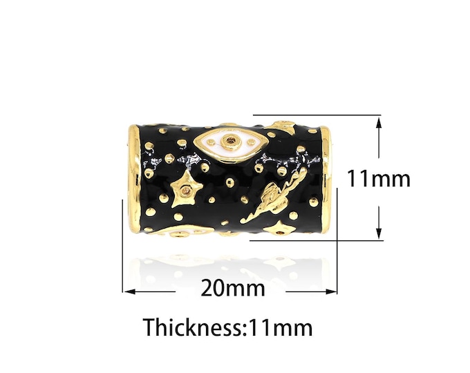 Enamel Cylindrical Beads, 18K Gold Filled Cylindrical Spacer Beads, DIY Bracelet Necklace Accessories,