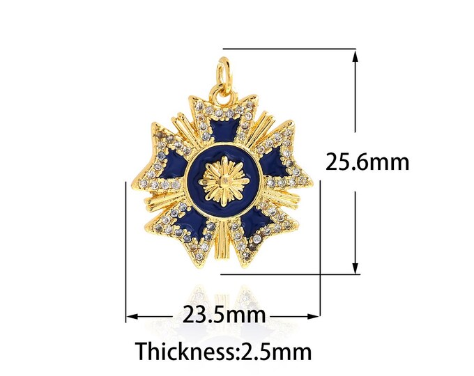 18K Gold Filled Snowflake Pendant, Micropavé CZ Snowflake Crystal Necklace, Snow Charm, Snowflake Necklace,Enamel Snow Charm,