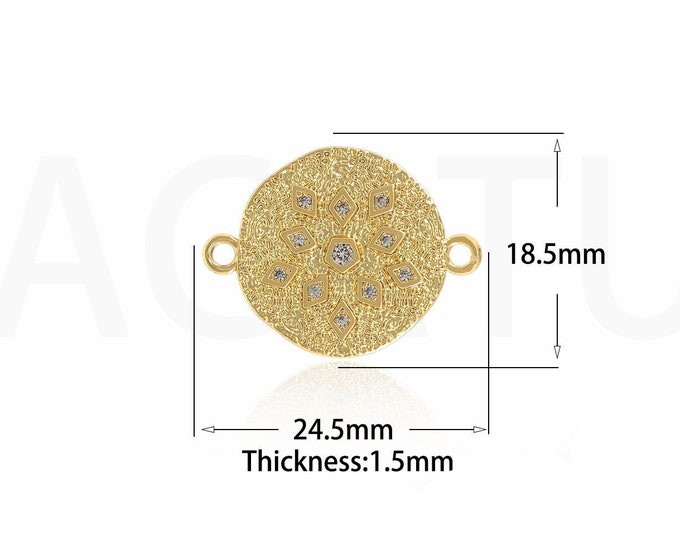 18K Gold Filled Round Connector,Gold Dainty CZ Round Connector,Simple Connector Bracelet Necklace for DIY Jewelry Making Supply