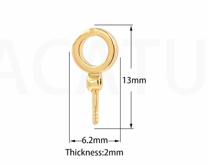 10PCS 18K Gold Filled Charm, Small Pendant, Sheep Eye Pin Pendant, Pearl Cap, Beaded Cap with Jump Ring, DIY Jewelry Accessories,13x6.2x2mm