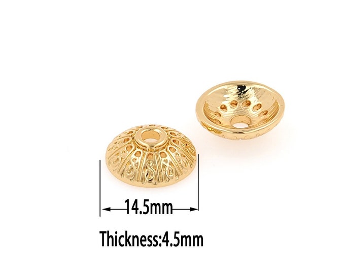 18K Gold Filled Round Beads Cap,Gold Round Beads Cap,DIY Bracelet Necklace Earrings Jewelry Making