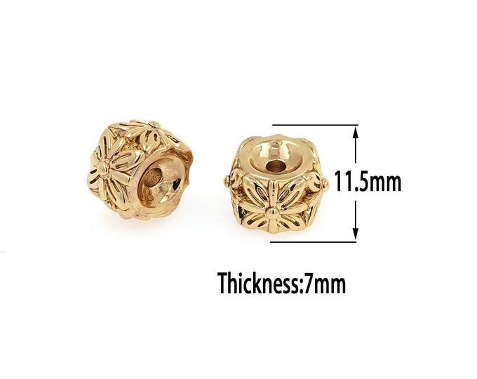 18K Gold Filled Flower Beads ,Flower Beads,Gold Flower Beads,DIY Gold Jewelry Making