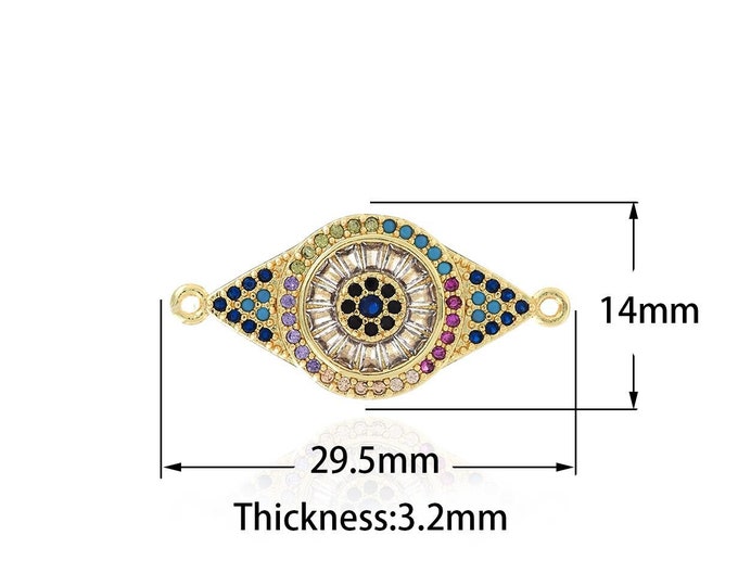 18K Gold Filled Exquisite Eye Charm Greek Eye Connector DIY Jewelry Design Eye Charm Bracelet Connector