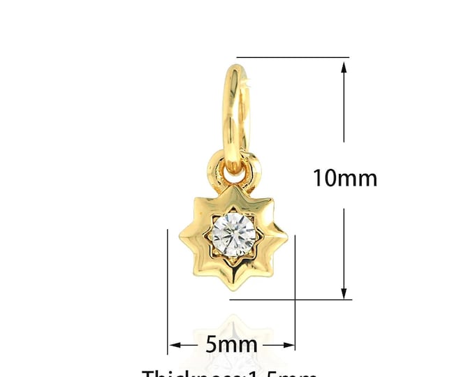 18K Gold Filled Sun Pendant,Gold Dainty round Charms,Sun Charm Bracelet Necklace for DIY Jewelry Making Supply