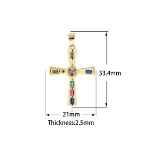 Christian Charms, Cross Pendant, Micropavé CZ Christian Necklace, 18K Gold Filled Religious Charms, DIY Jewelry Supplies, 33.4x21x2.5mm